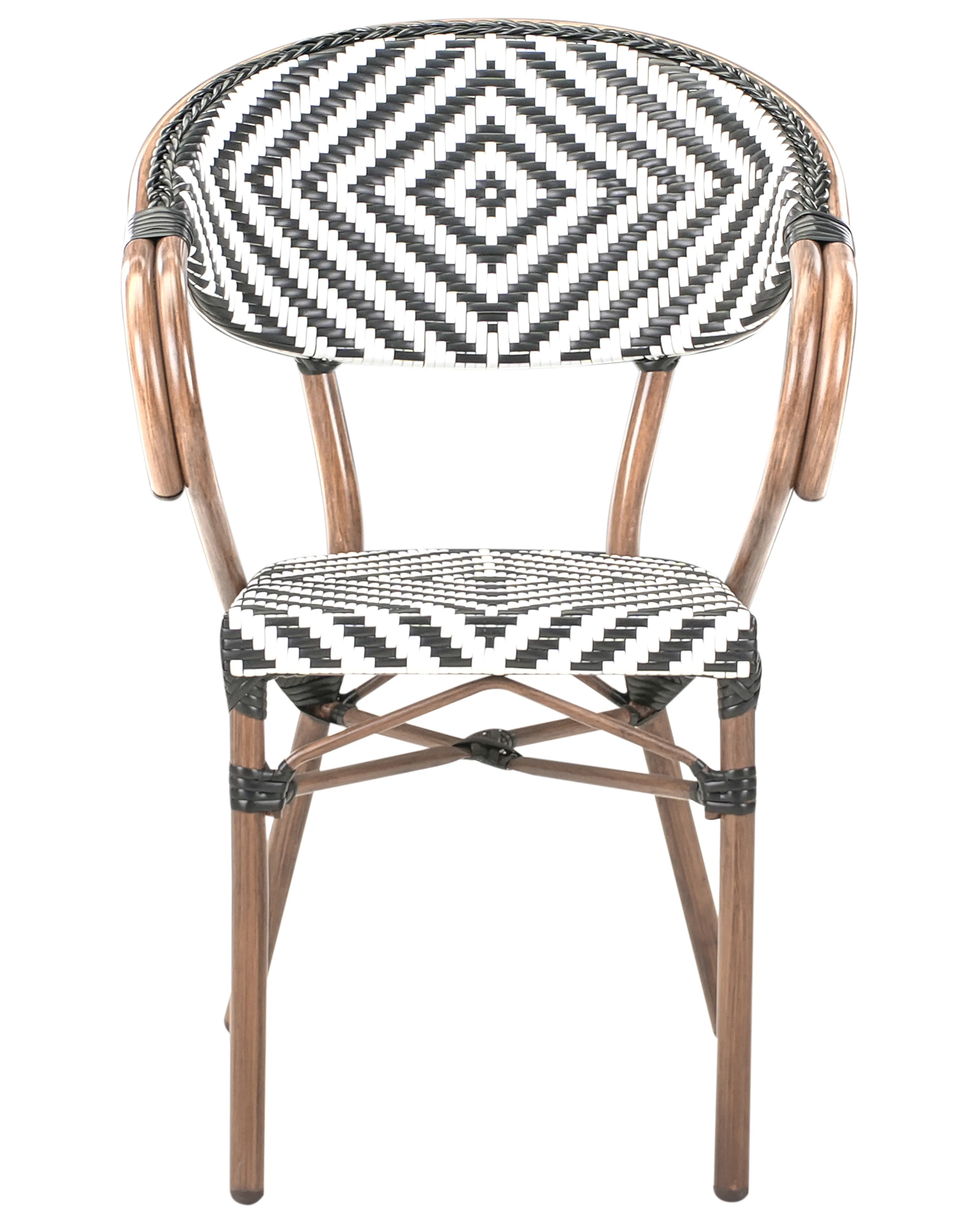 Set van 4 tuinstoelen CASPRI PE rotan Zwart/wit