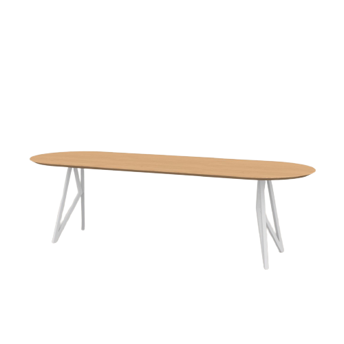 Studio HENK tafel Butterfly Plat ovaal - wit frame, hardwax light 3041 300 x 90 | HWO NL 3041 | Verjongde Rand | Frame Wit