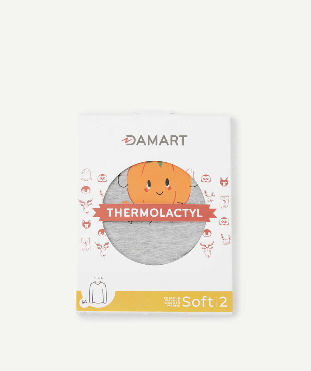 DAMARTT-SHIRT THERMOLACTYL GRIS CHINÉ AVEC MOTIF CITROUILLE