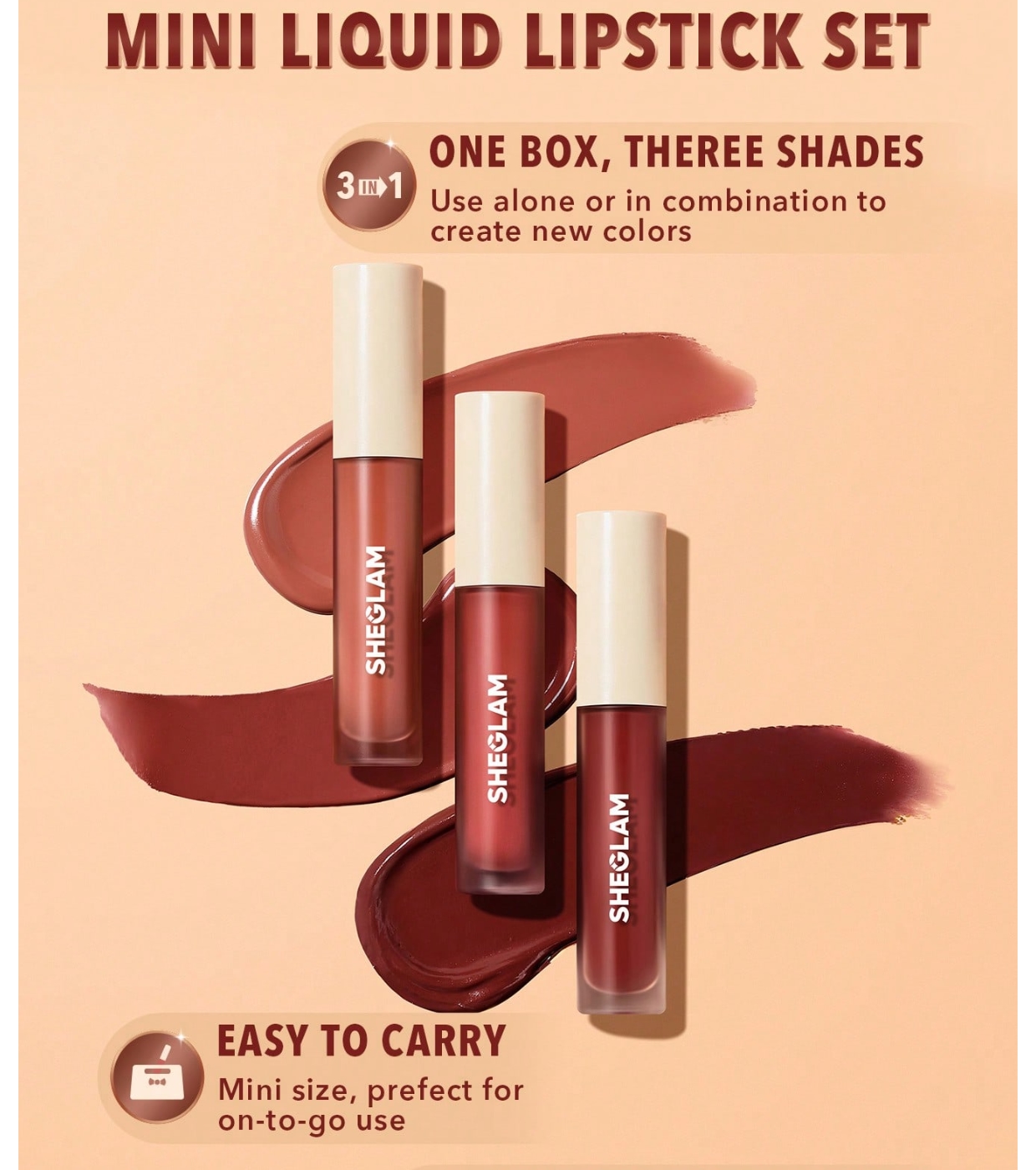 SHEGLAM - Conjunto de 3 mini batons líquidos Matte Allure - Private Tour