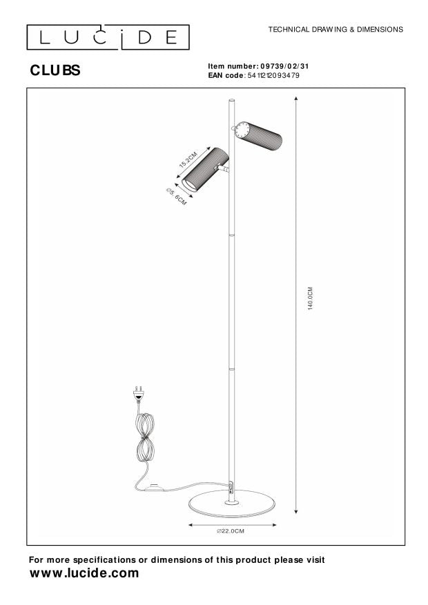 Clubs 2 vloerlamp wit