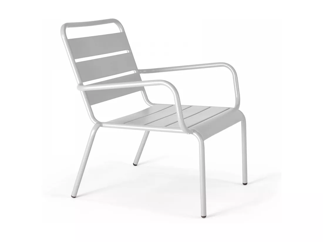 Lot de 2 fauteuils relax avec repose-pieds en métal blanc - Palavas