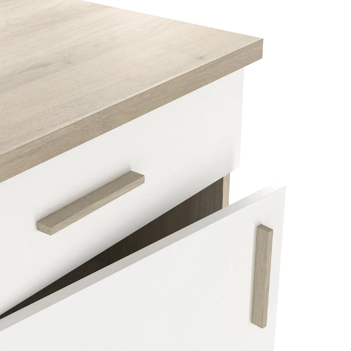 pegane Meuble bas cuisine 1 porte 1 tiroir - Chêne