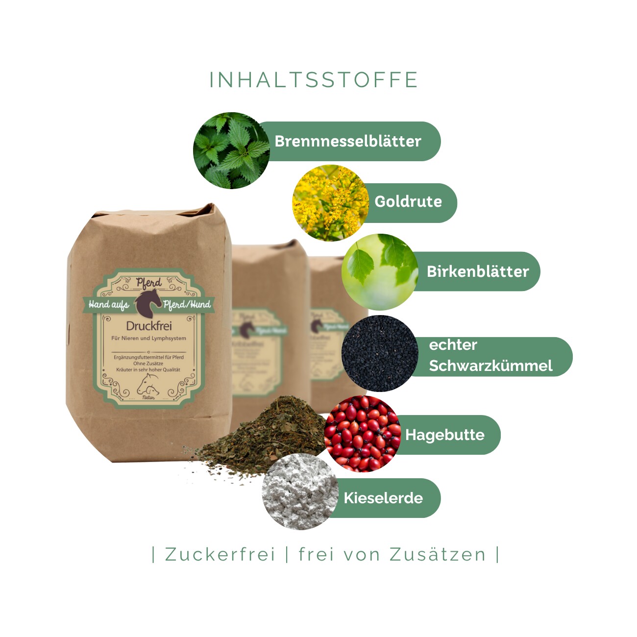 Hand aufs Pferd/Hund Nieren Kräuter für Pferde – Druckfrei 1kg