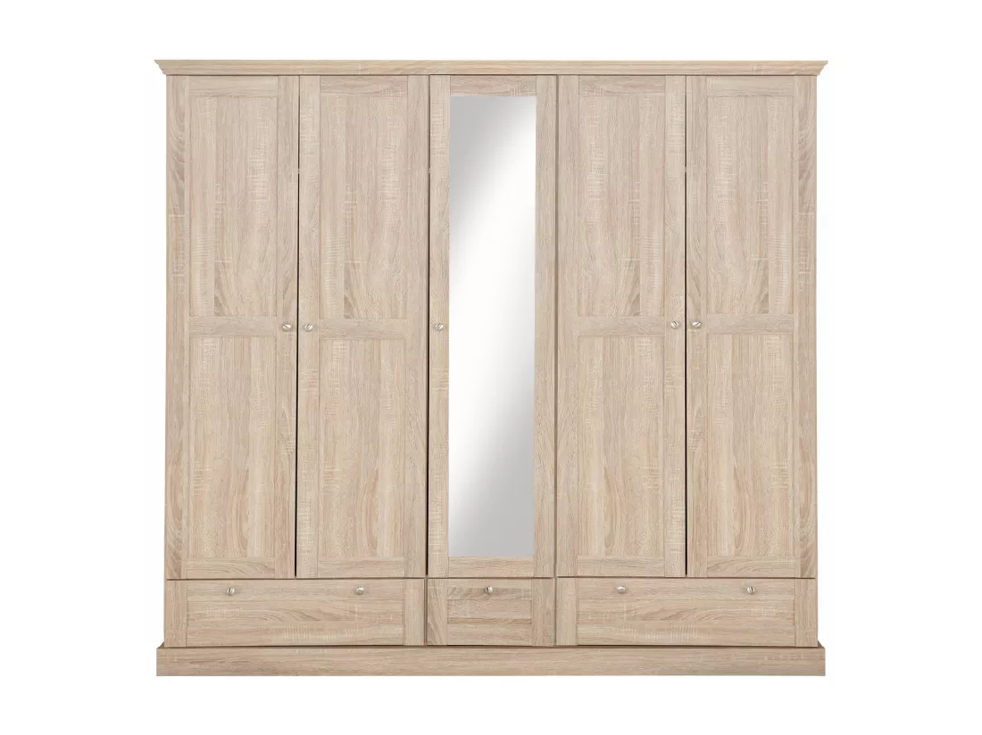 Binz | Armoire à 5 portes et 3 tiroirs en chêne