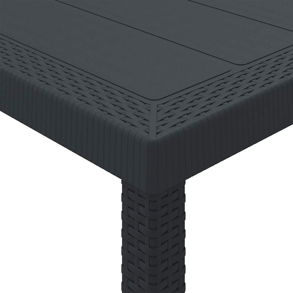vidaXL Gartentisch Anthrazit 200 x 100 x 73 cm Poly-Rattan, Moderner Gartentisch, rechteckig, strapazierfähige Poly-Rattan-Esszimmermöbel für den Außenbereich, wetterfester Tisch