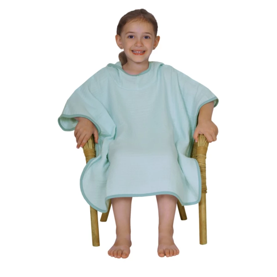 WÖRNER SÜDFROTTIER Musselin Uni mint-eisblau Bade-Poncho 60x75 cm