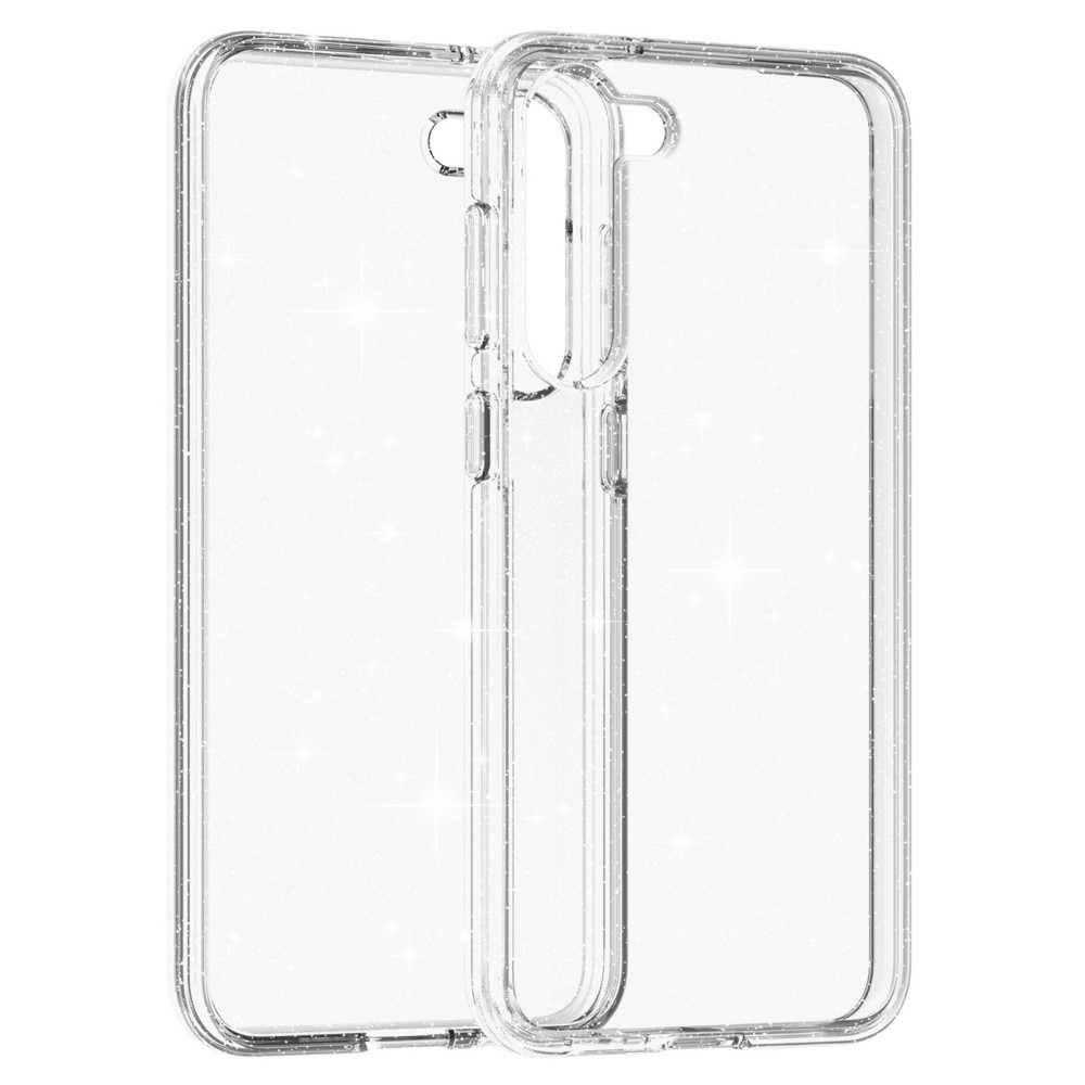 Samsung Galaxy S23 5G Hybrid Hardcase Schutzhülle im Glitzer Design - Silber / Transparent