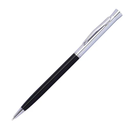 Macma Schlanker Drehkugelschreiber aus Metall, schwarz/silber, 5 Stück