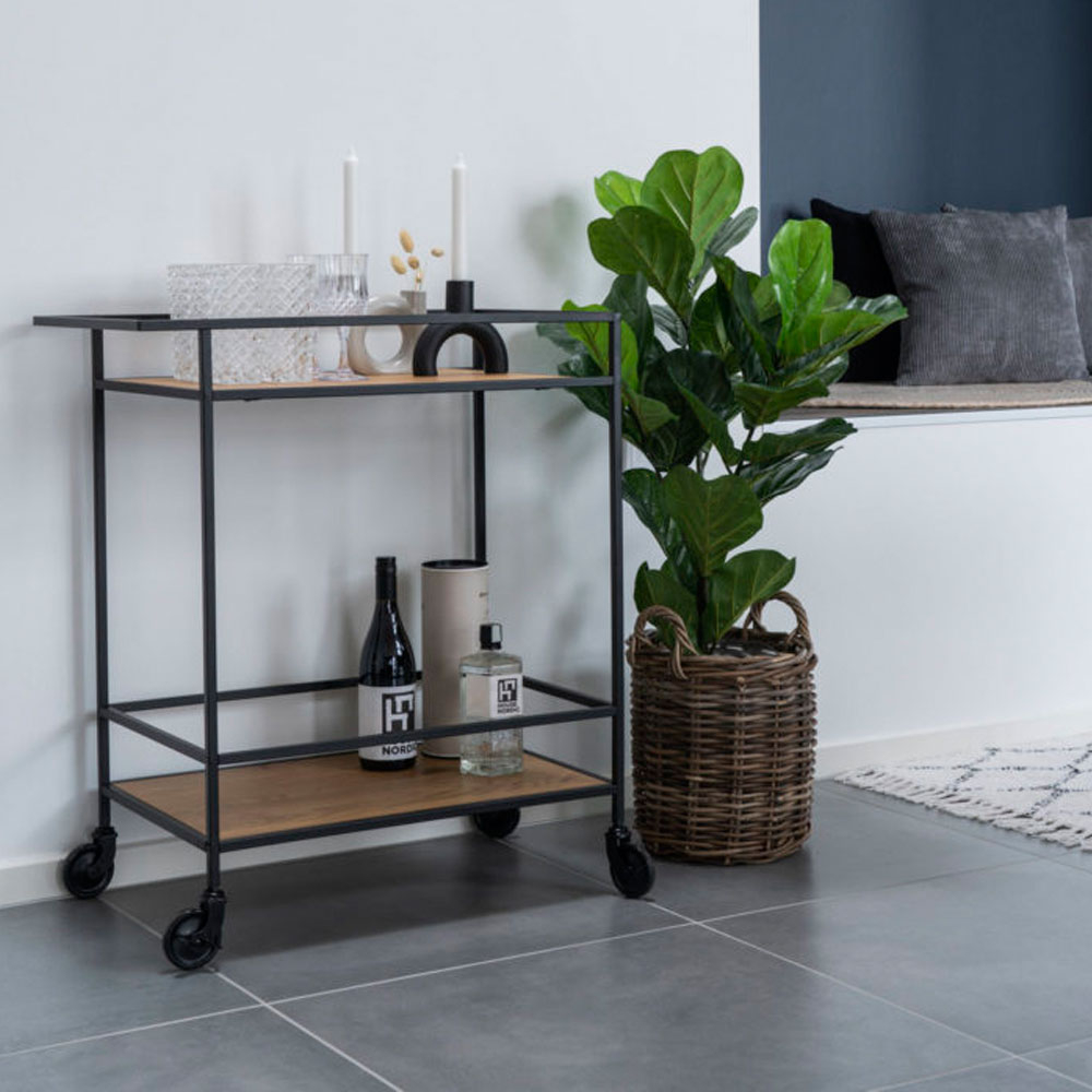 Keukentrolley Flore hout Zwart