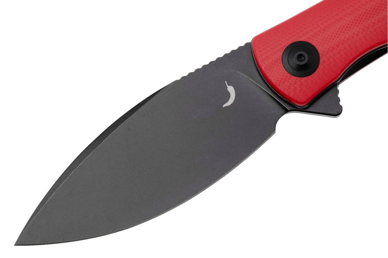 Trollsky Knives Mandu XL MT015-XL Black Stonewashed D2, Red G10 zakmes