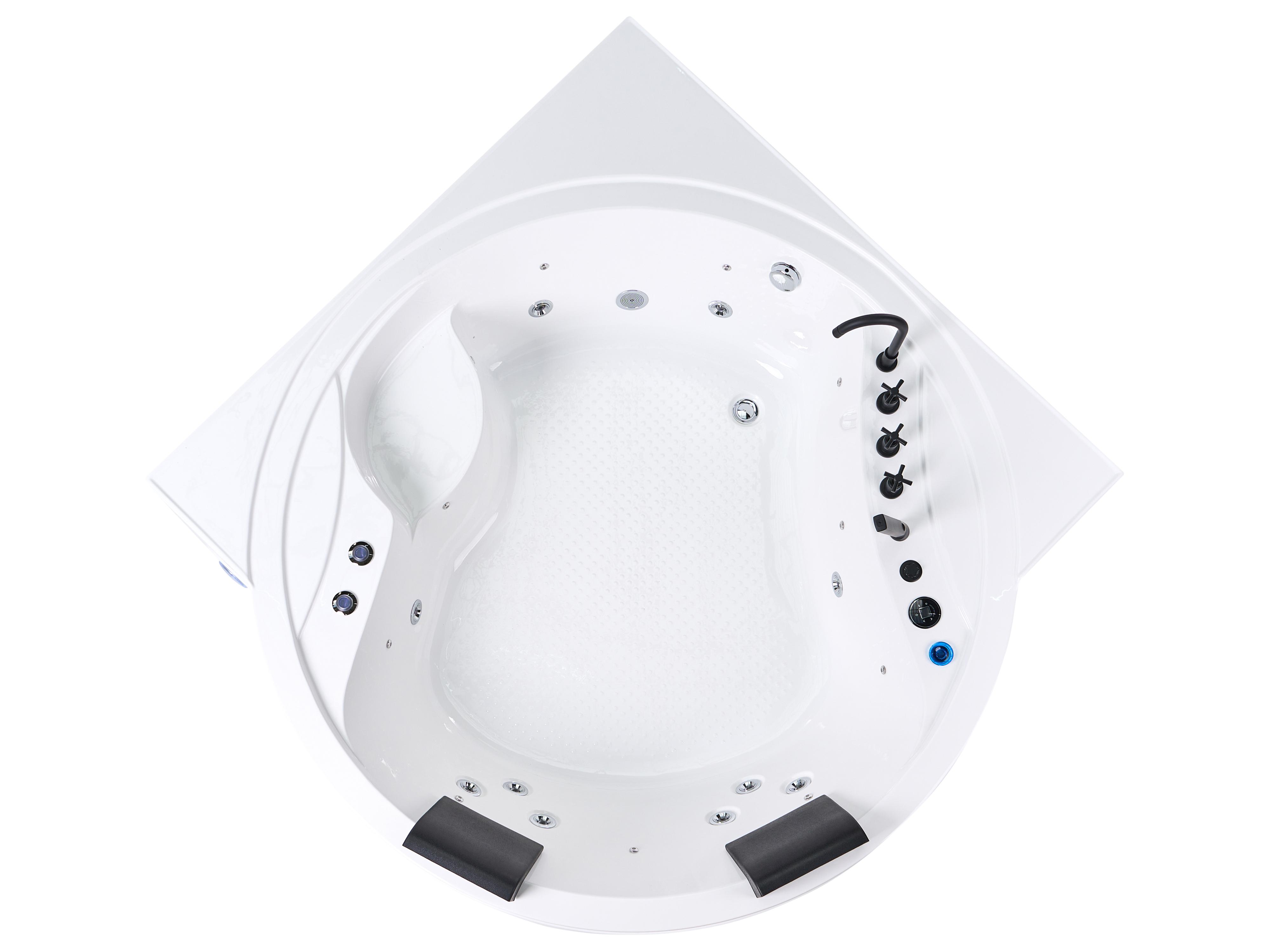 Hoek bubbelbad met LED MANRESA met ingebouwde Bluetooth speaker 225 x 160 cm Wit