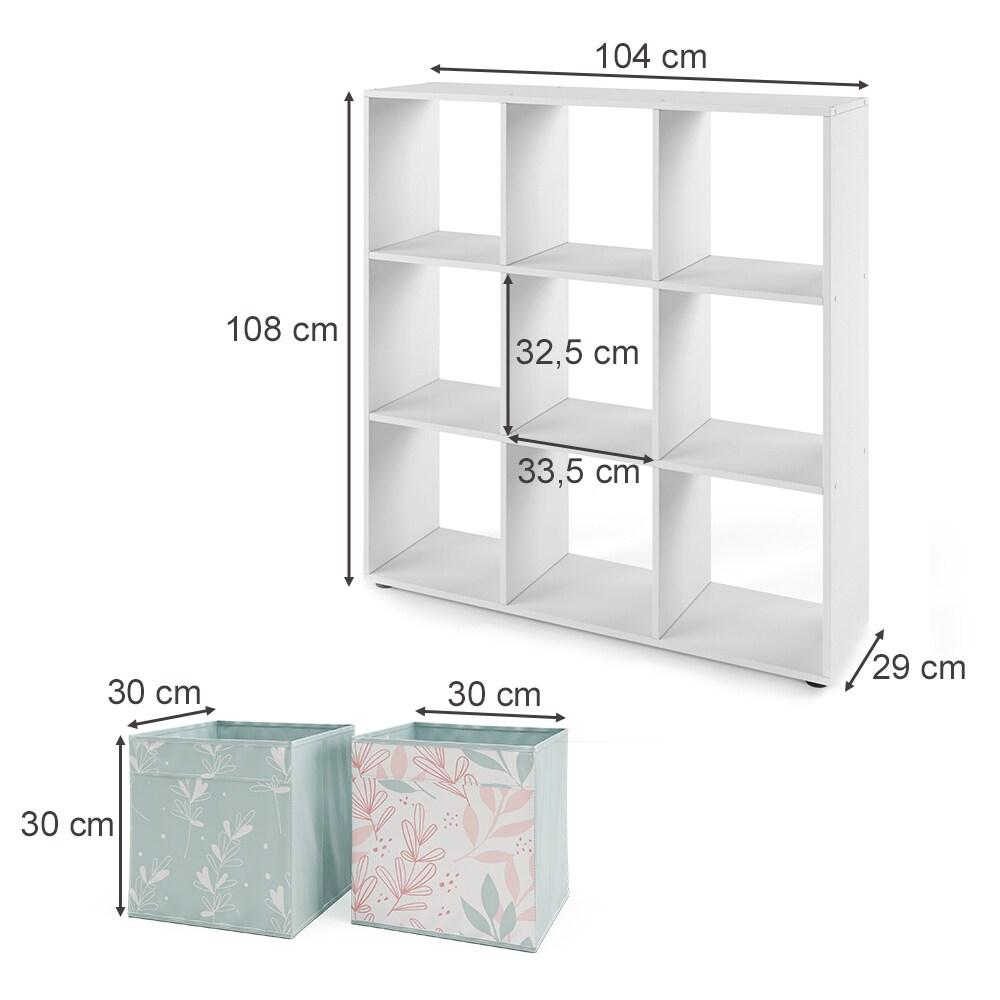 Vicco Raumteiler Würfelregal Standregal Nove Weiß Faltbox Wohnzimmer Regal 104x108 cm modern Ablage 9 Fächer Dekoregal Ordnerregal Aufbewahrung