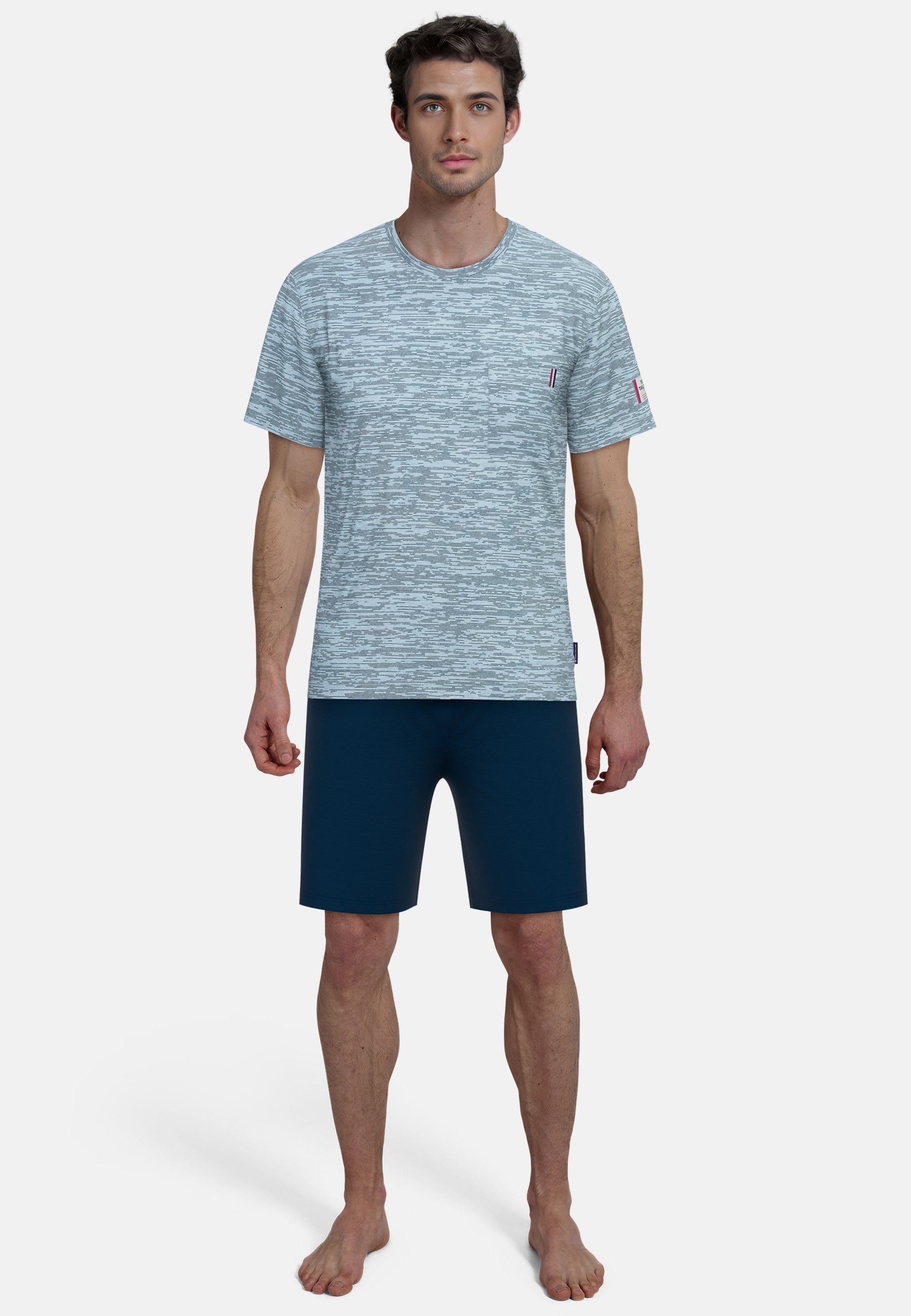 TOM TAILOR Shorty »Kilkenny«, 2 Stk. Mit Muster, Kurzarm, Rundhalsausschnitt, kurze Hose, Baumwollmix
