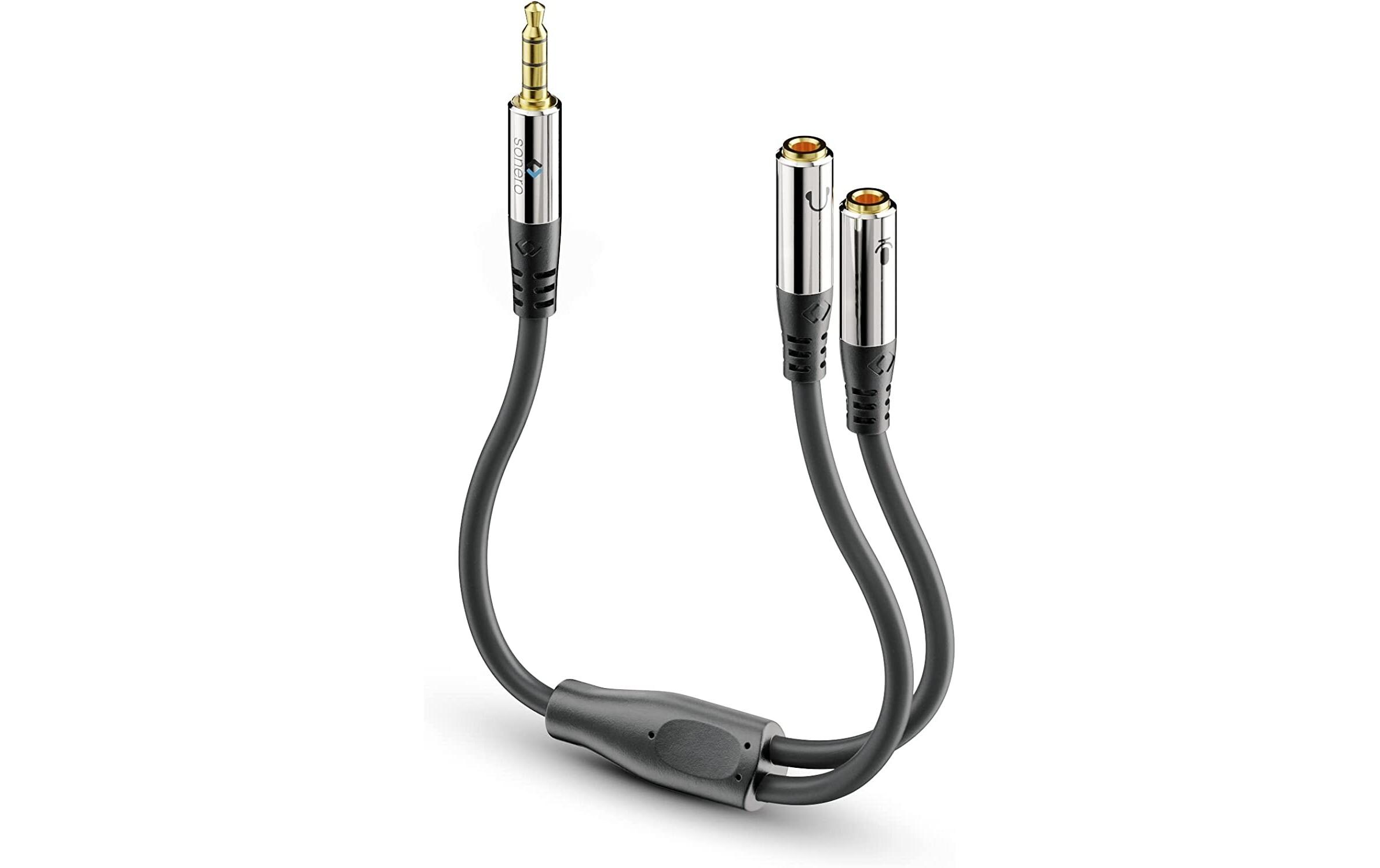 Audio-Kabel 3.5 mm Klinke - 3.5 mm Klinke 0.25 mSonero 3.5mm auf 2x 3.5mm Audio Adapter Kabel 0.25m