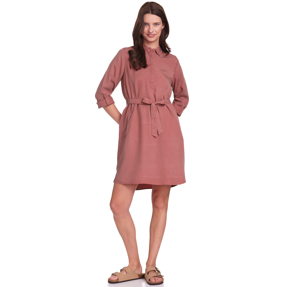Gina Benotti Damen Kleid mit Bindeband rostrot