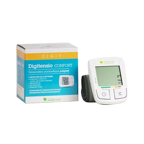 Monitor de pressão arterial de pulso automático Green Brand Digitensio Comfort, branco.