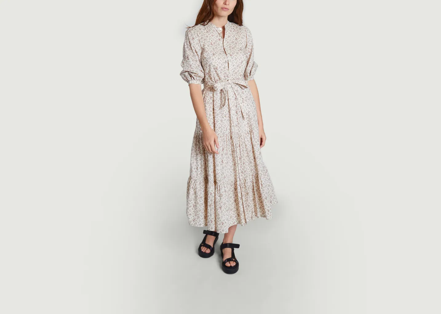 Robe ceinturée fleurie à volants coton Polo Ralph Lauren