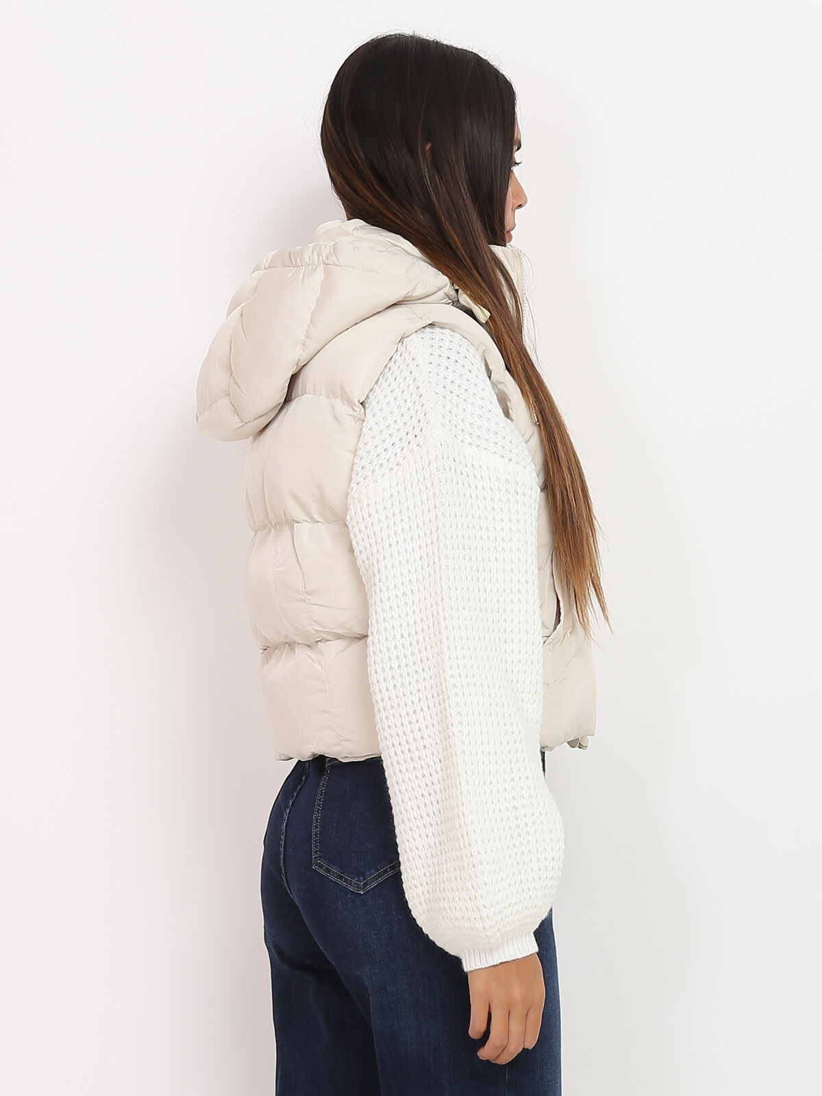 Doudoune sans manches courte- Beige