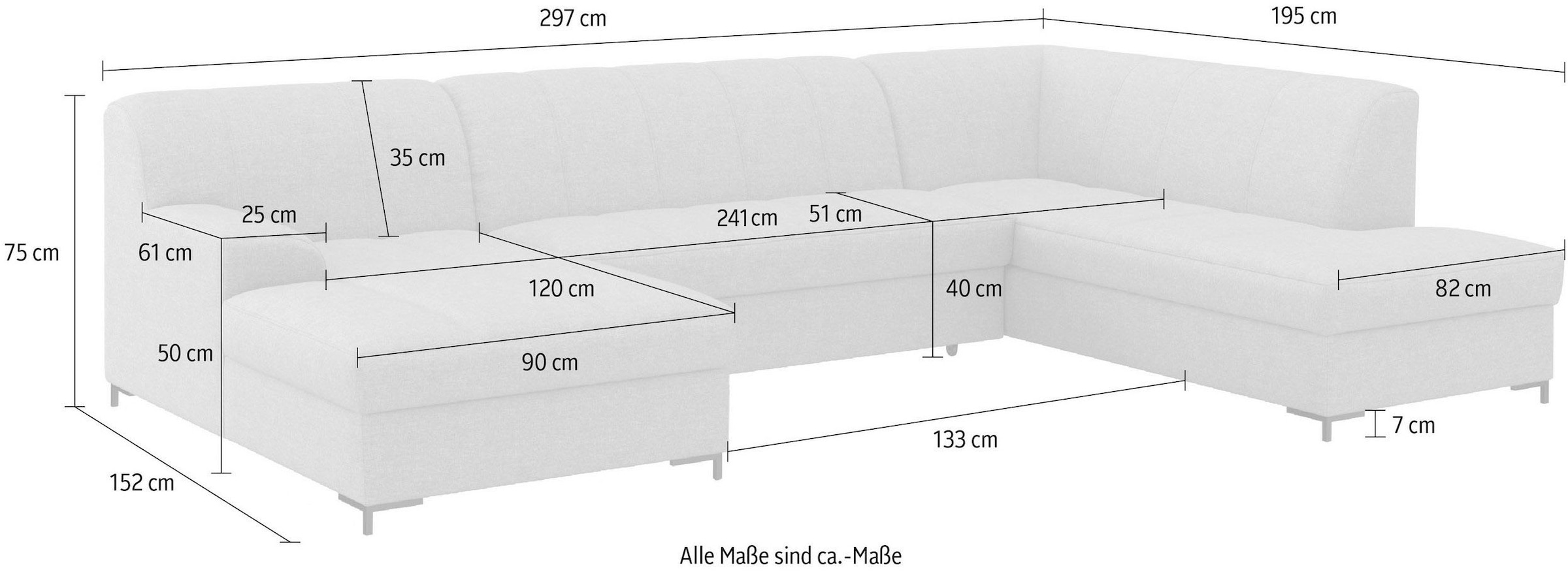 INOSIGN Wohnlandschaft »Balme, moderne Formensprache, zeitloses Design, U-Form« Inkl. Zierkissen, wahlweise mit Bettfunktion