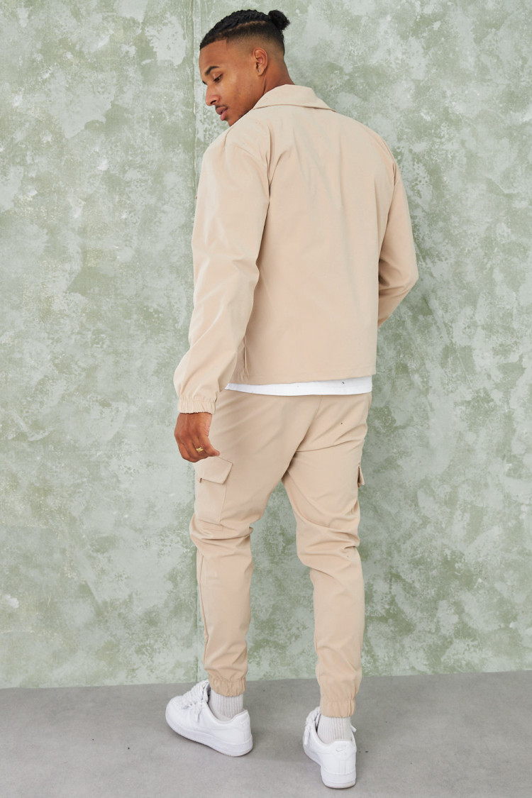 Ensemble 2 pièces veste + jogging cargo beige
