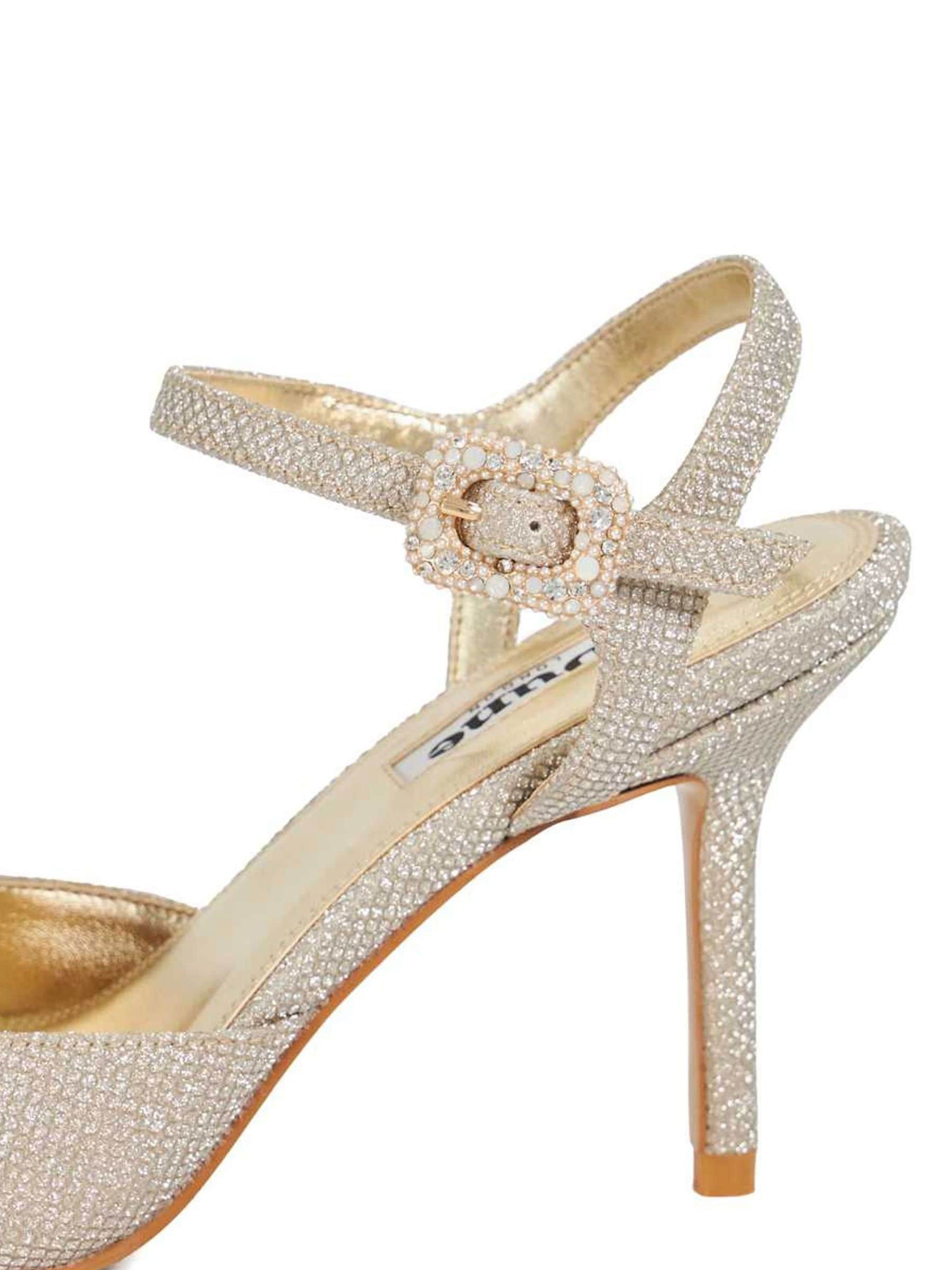 Glittergoud - Dune London Channel Y Back Open Court Heels