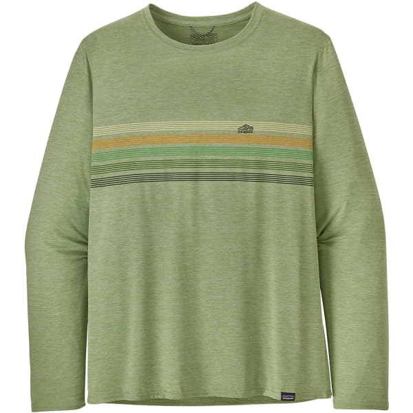 T-shirt randonnée PATAGONIA M'S L/S CAP COOL DAILY GRAPHIC SHIRT LINE LOGO RIDGE STRIPE: SALVIA GREEN X-DYE