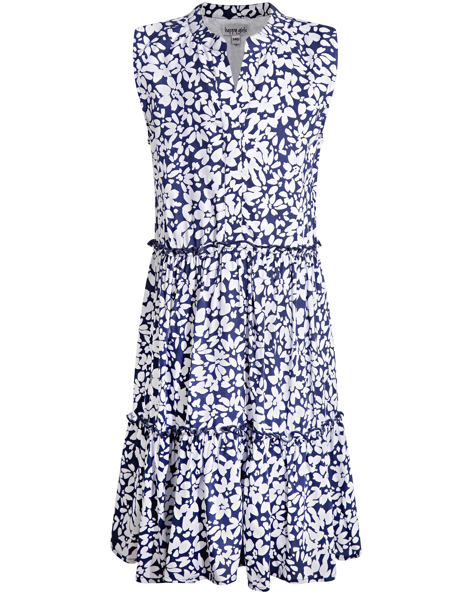 Kleid WHITE FLOWERS ärmellos in navy