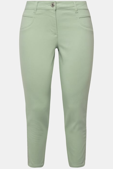Twillhose, Slim Fit, Paillettenstreifen, teilelastischer Bund