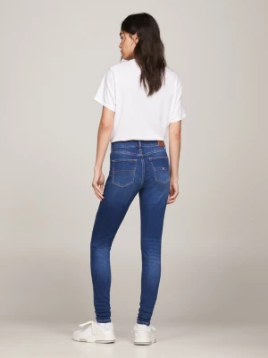 Calça jeans Nora de cintura média, skinny e desbotada.