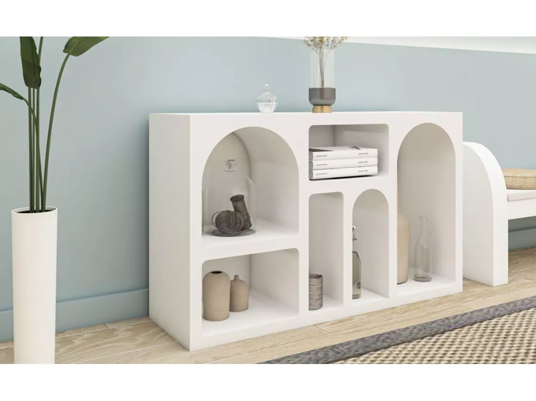 Console style contemporain Antares L120xH74cm Blanc