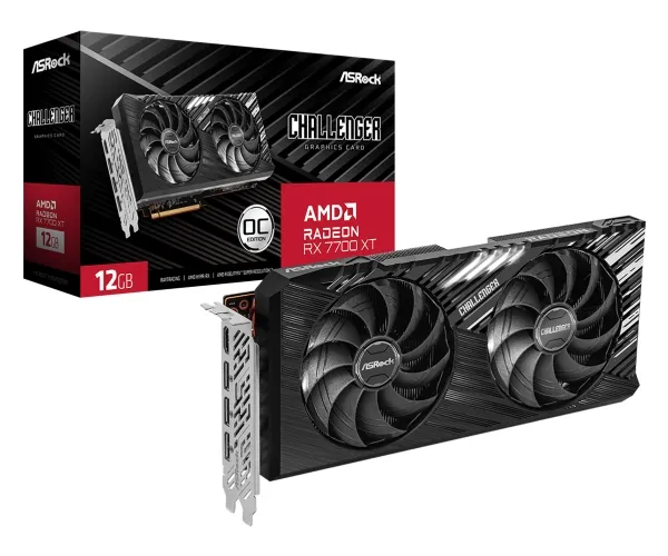 ASRock Challenger Radeon RX 7700 XT 12GB OC - Grafikkort - Radeon RX 7700 XT - 12 GB GDDR6 - PCIe 4.0 x16 - 3 x DisplayPort, HDMI - boks