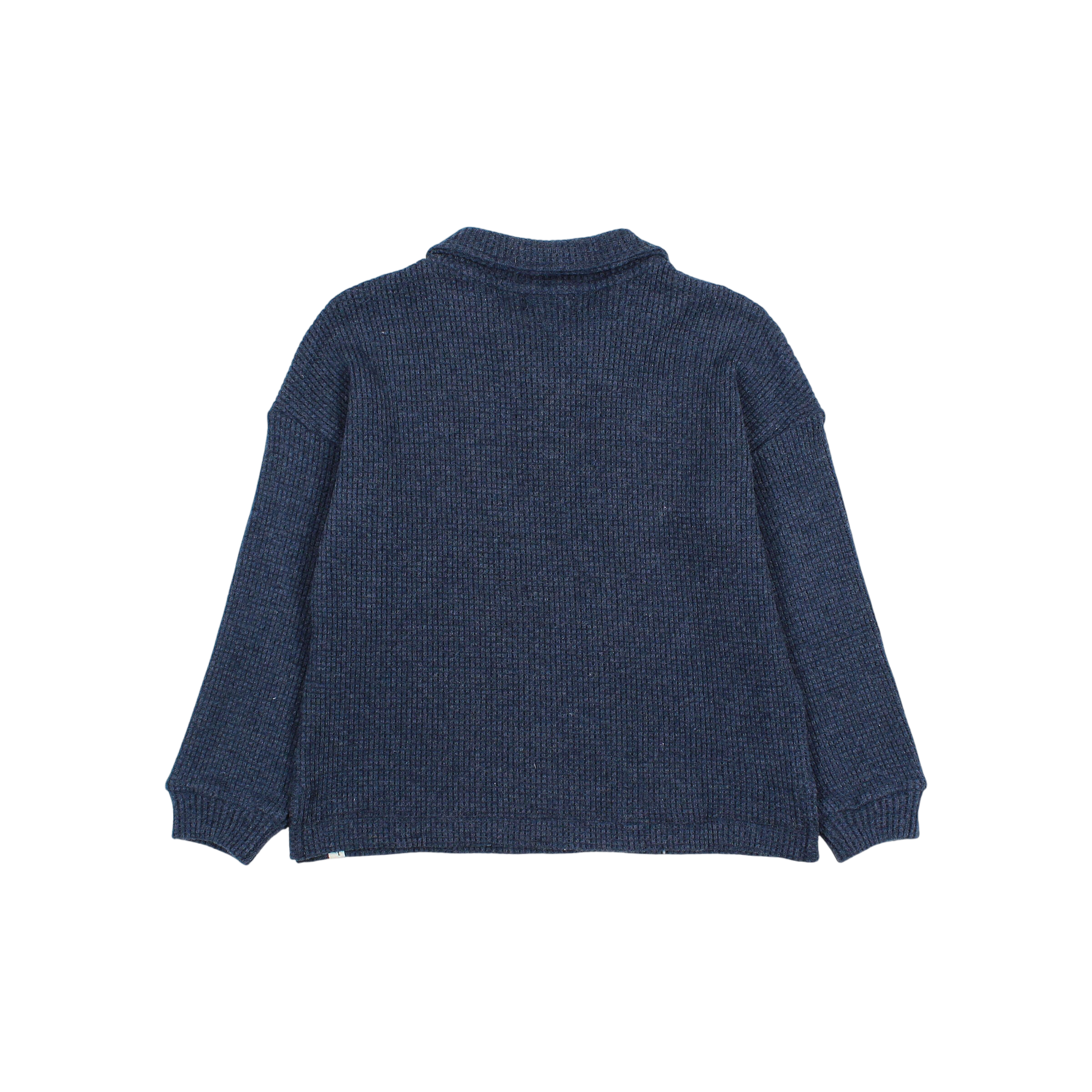 Langarmshirt Waffle Polo Navy