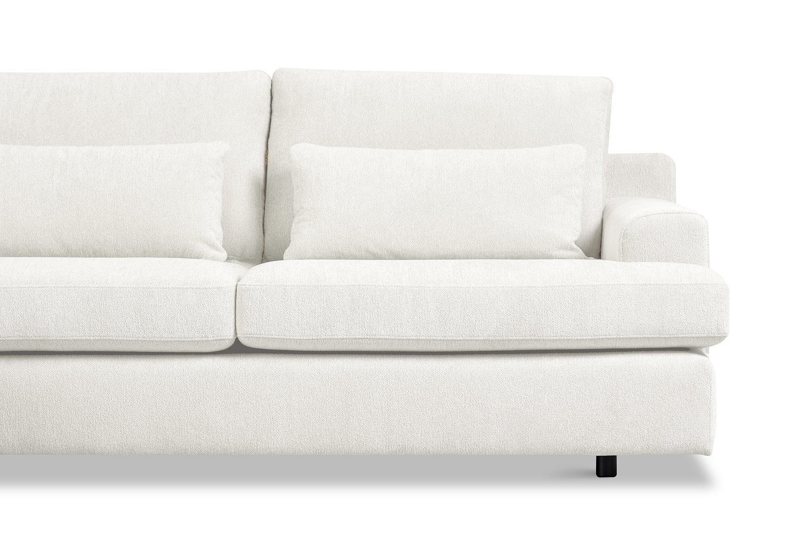 Roma Sofa 2,5-seter med sjeselong venstre. Tekstil Raven 22 Offwhite med sorte ben