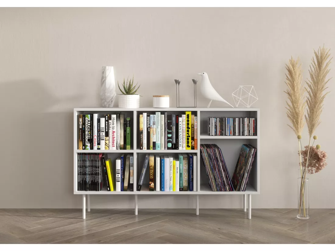 Bibliothèque étagère / moderne blanche MIRKA / 130 cm