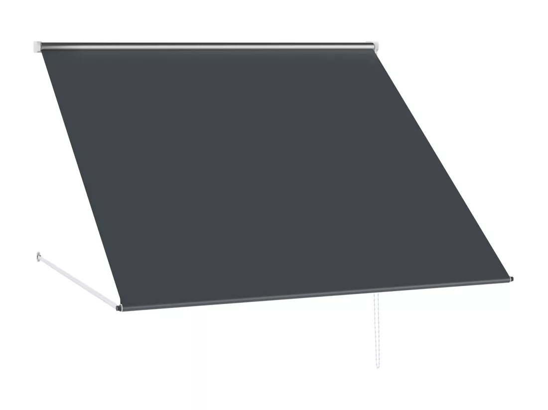 Store banne manuel inclinaison réglable acier alu. dim. 150L x 120l (avancée) cm polyester imperméabilisé anti-UV gris
