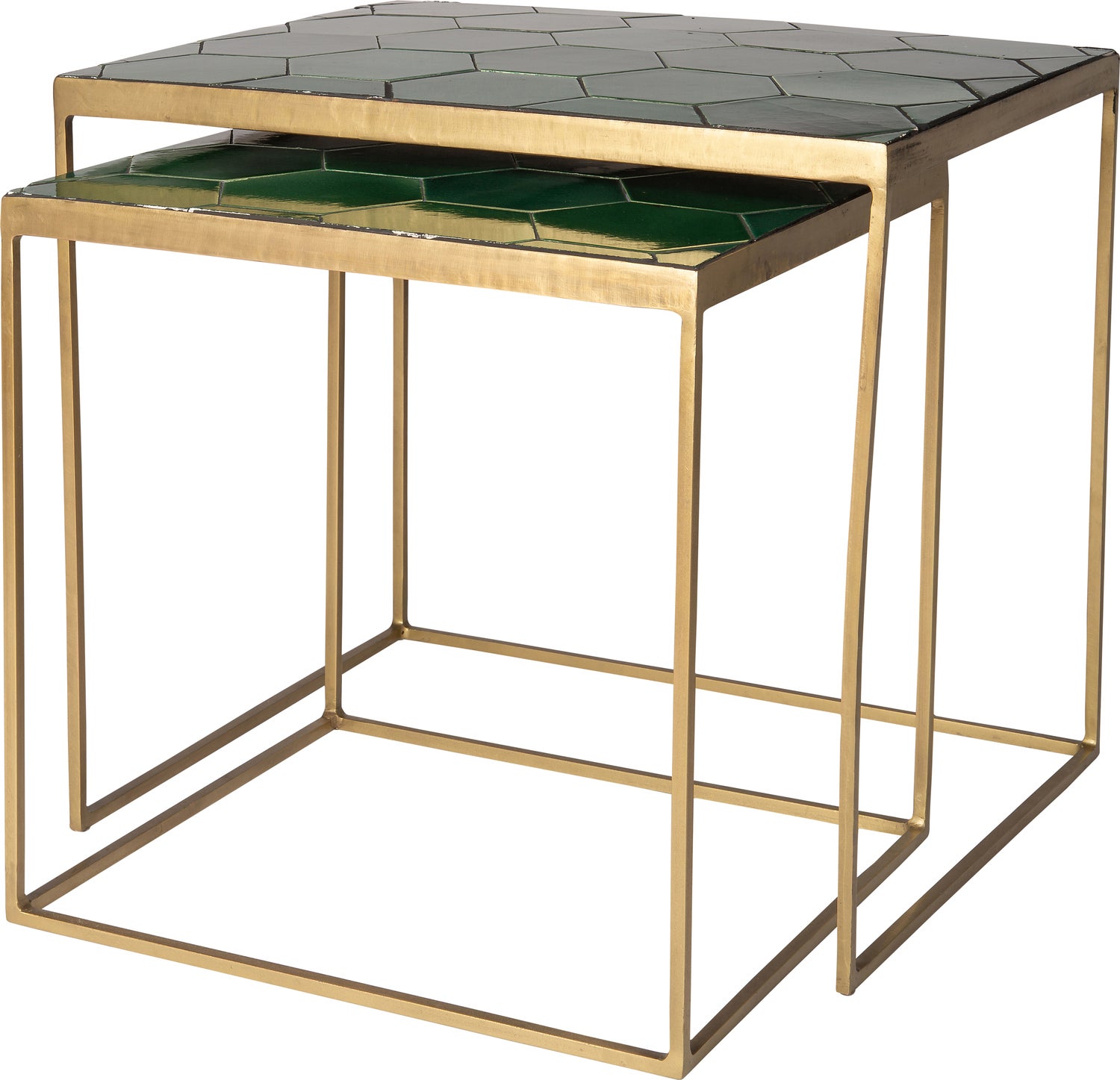 Intratuin bijzettafel Silka groen / goud 56 x 46 x 50 cm