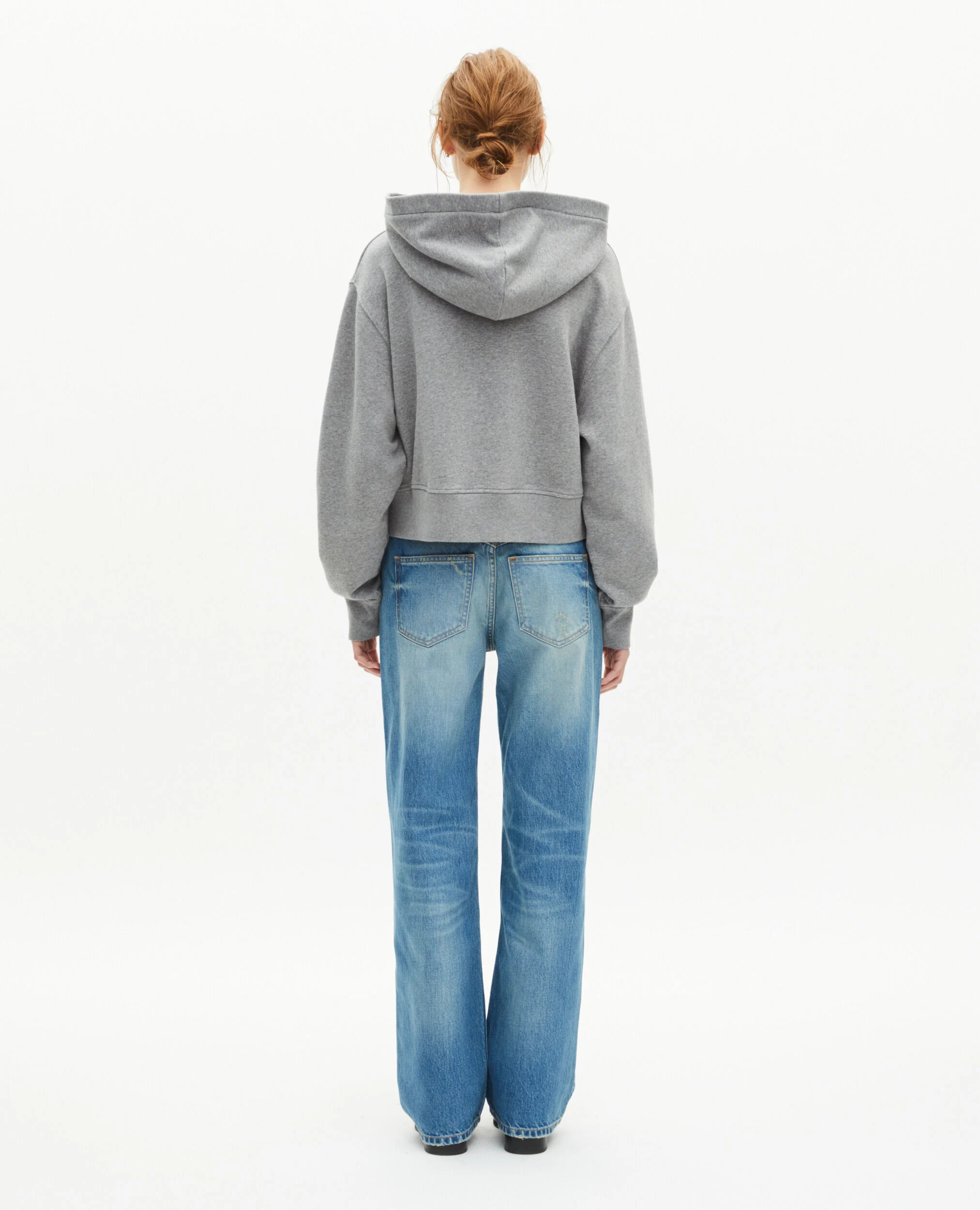 Sweatshirt court à capuche gris