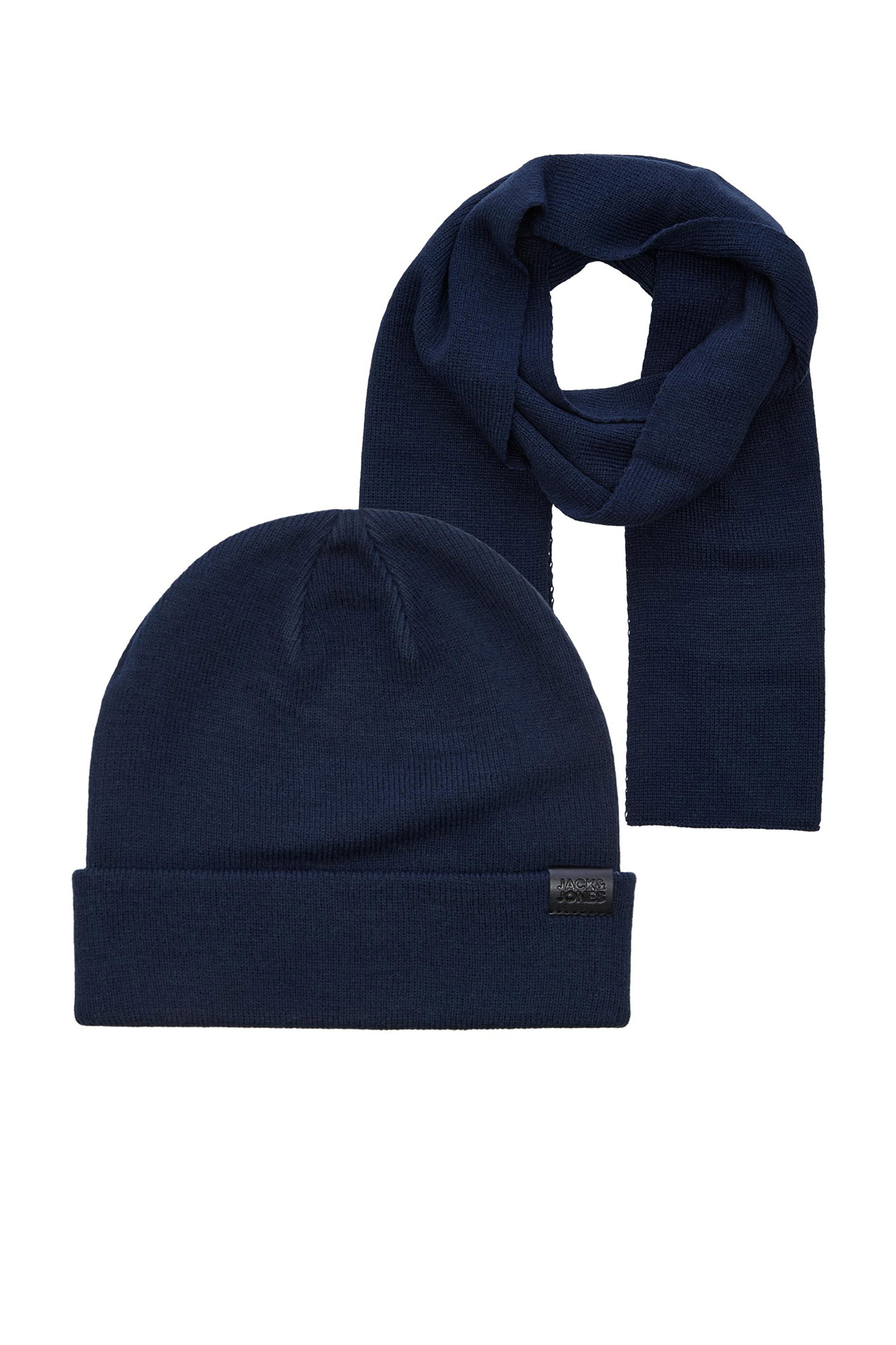Conjunto de cachecol e gorro de tricô