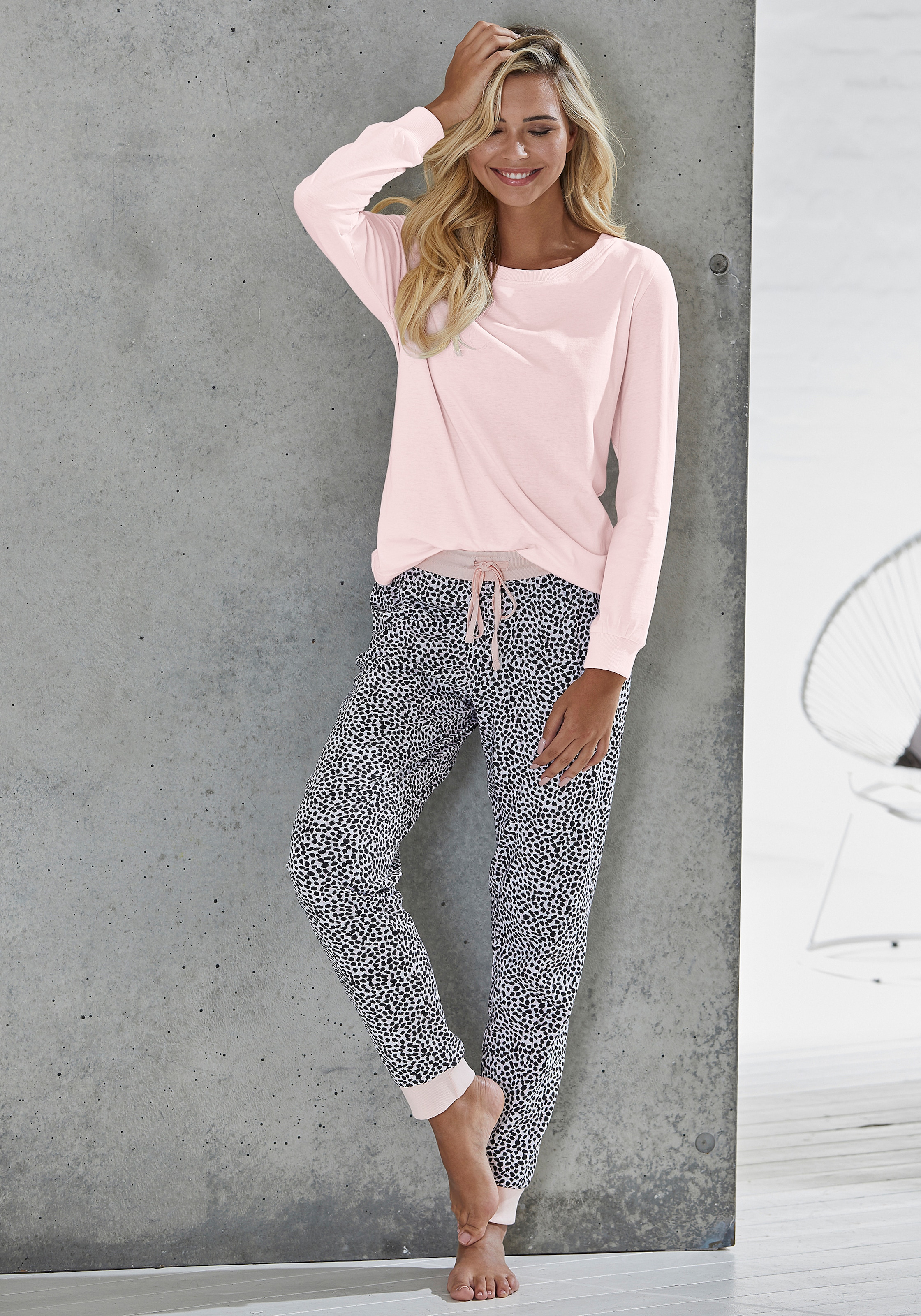 Vivance Dreams Pyjamaoberteil , mit Rippbündchen