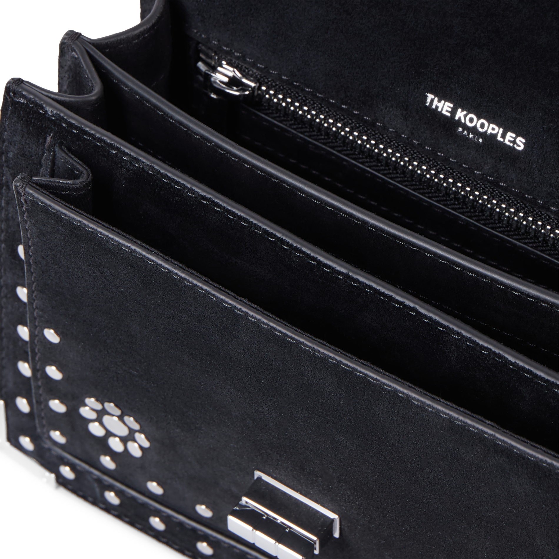 Sac bandoulière à clous en cuir | Noir