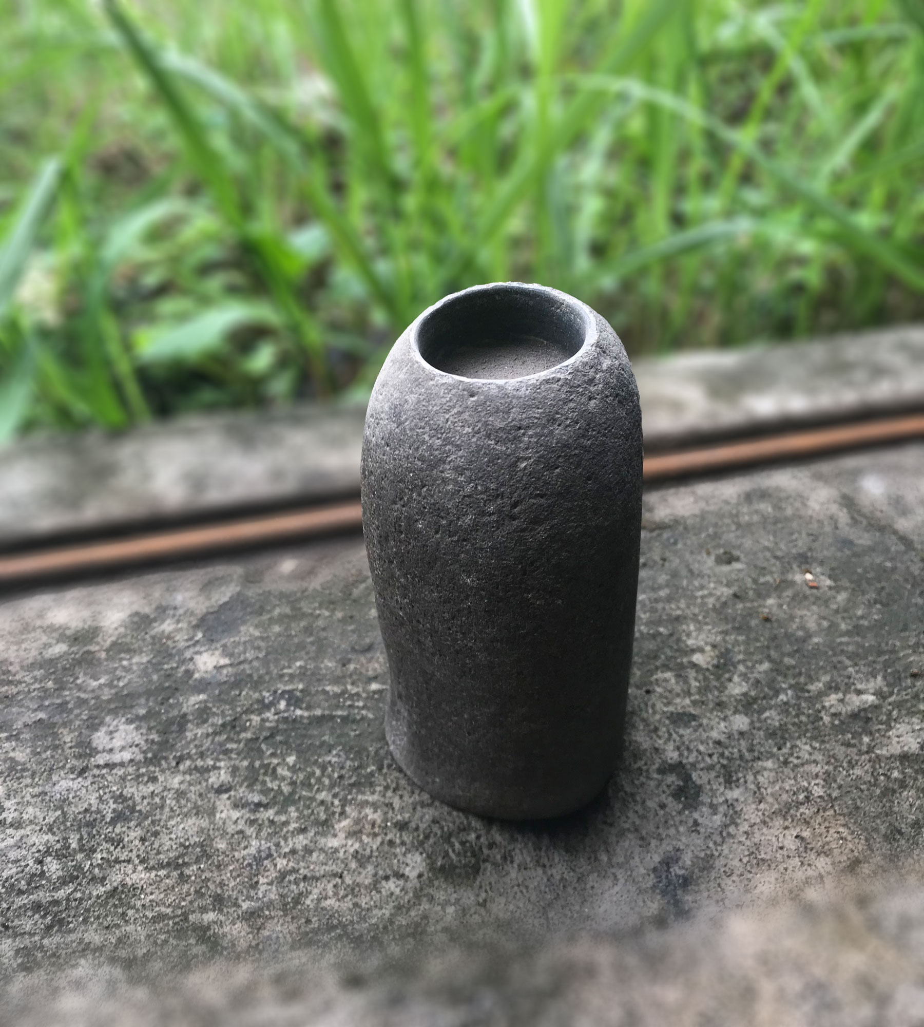 Teelichthalter aus Flussstein, natur, H 15 cm, B 8 cm, T 7 cm von fischer's lagerhaus
