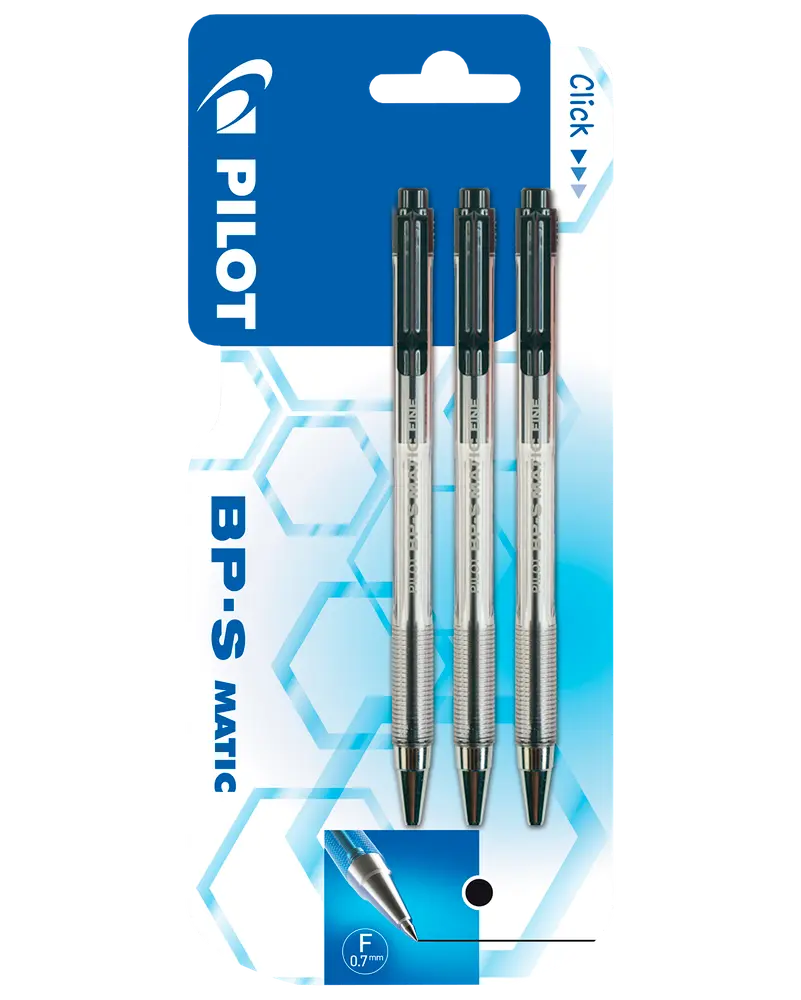 Pilot BP-S Matic Kuglepen 3-pak - sort