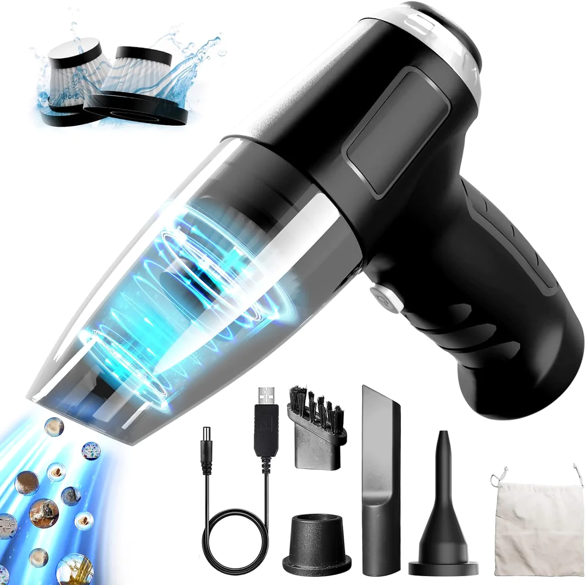 Aspirateur de table sans fil rechargeable 8000PA gris noir Vendos85