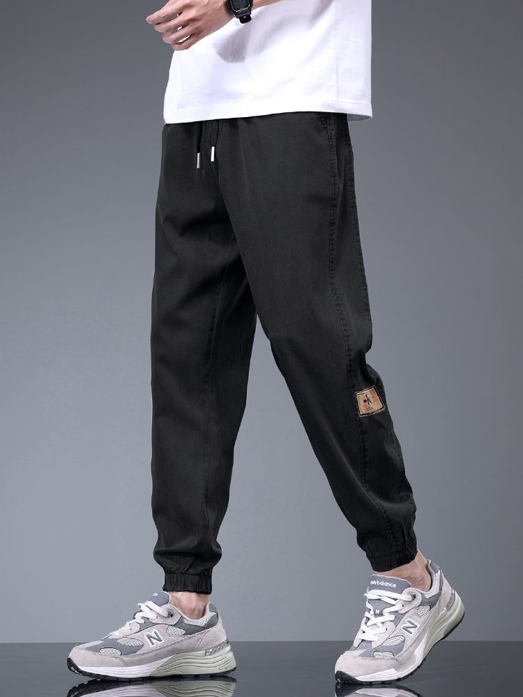Denimic - Cropped harembroek met applicatie en middelhoge taille