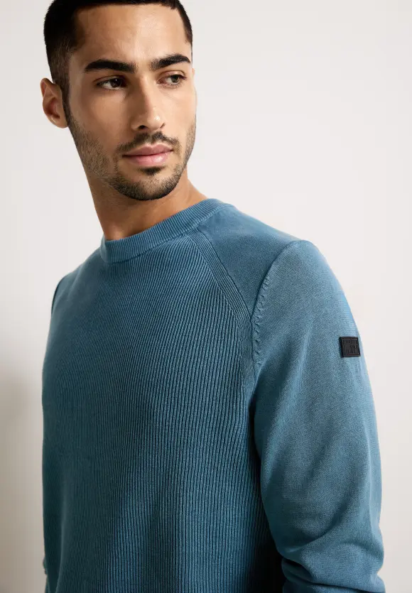 Pullover in Washedoptik - tuna blue
