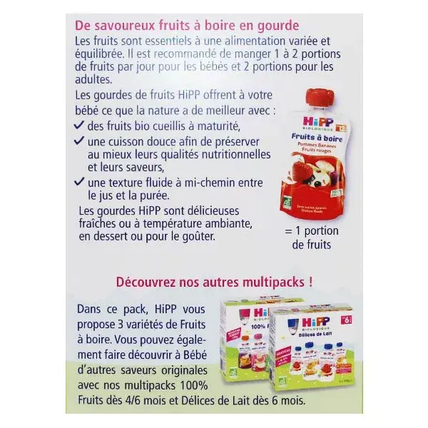 Hipp Sucos de Frutas Orgânicas, Pacote com 8 Unidades de 120ml + 3 Variedades