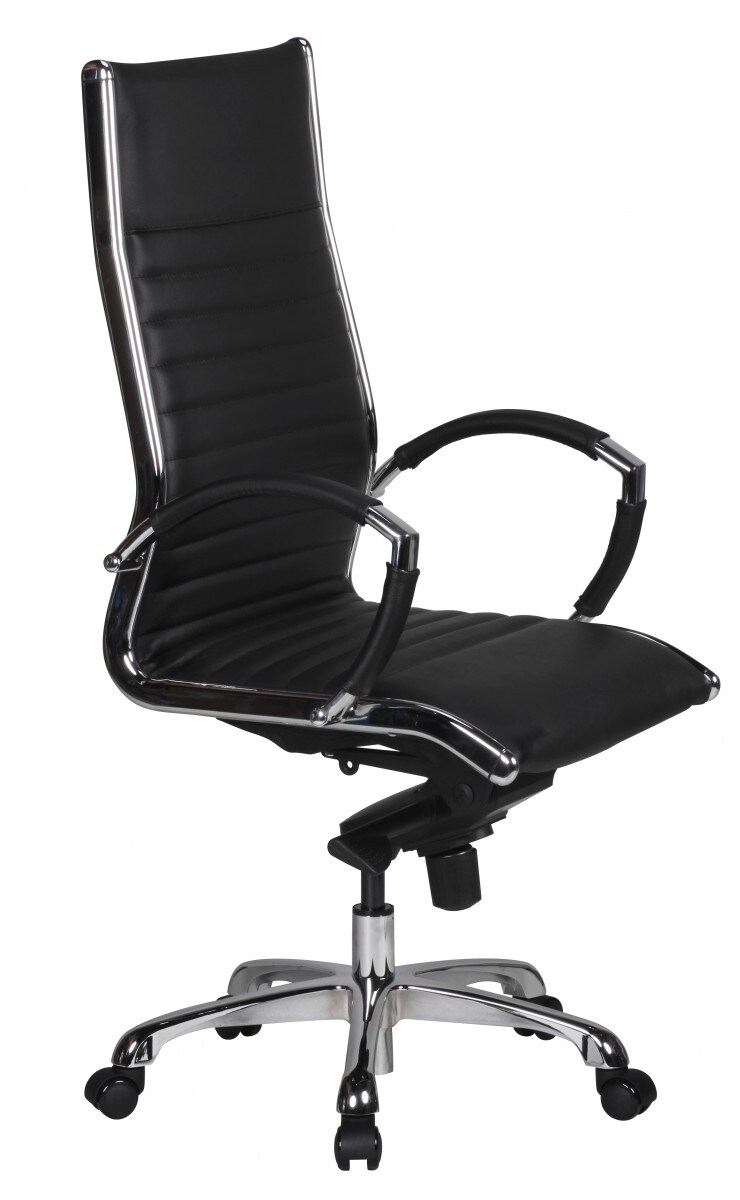 KADIMA DESIGN Chefsessel SECCHIA Echtleder, Multiblock Mechanik, verstellbar, 120 kg, Chromarmlehnen
