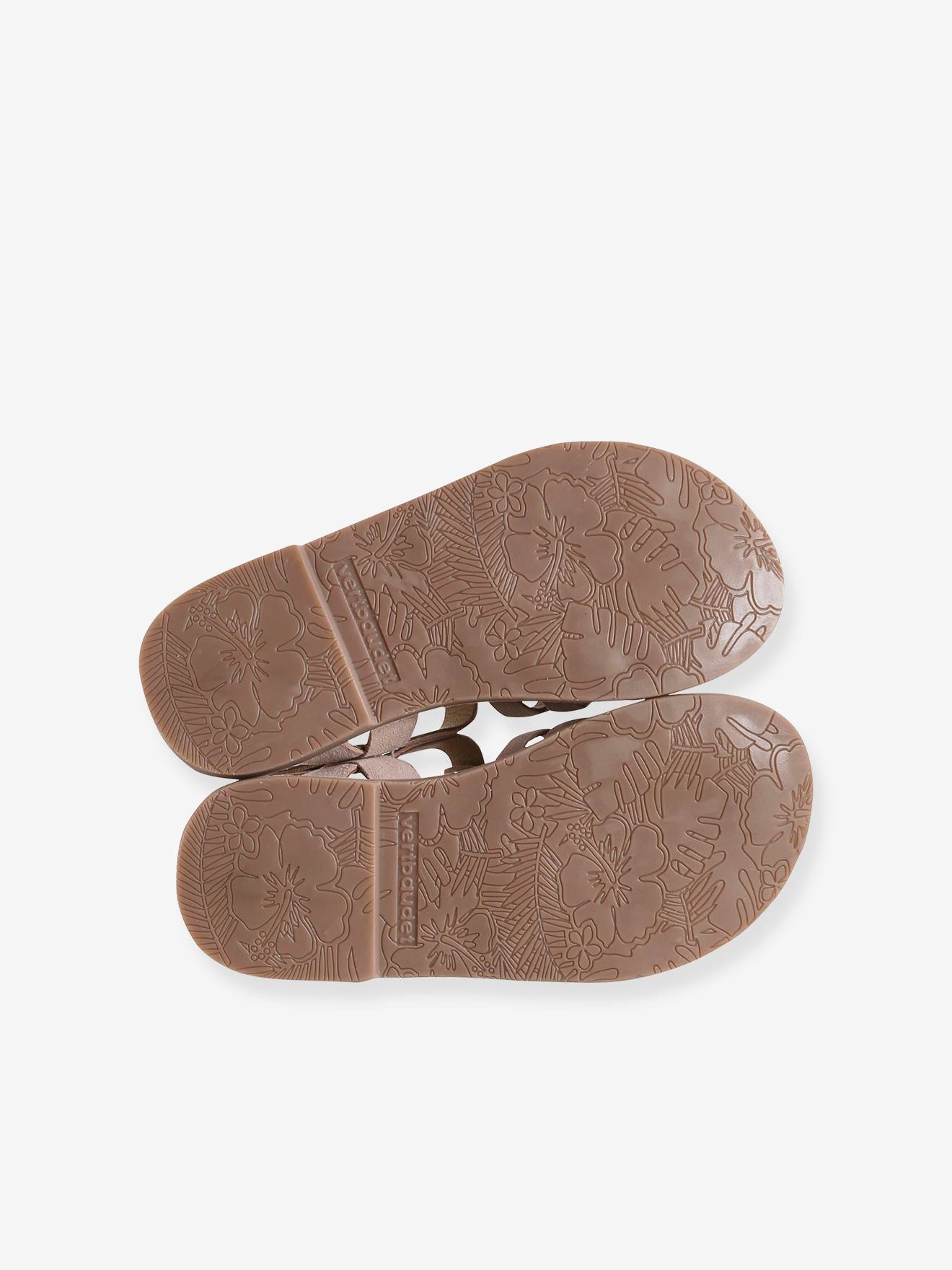 Sandálias de couro bege para meninas