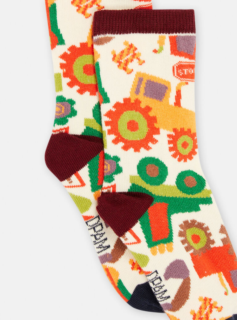 Chaussettes multicolores à imprimé tracteur pour garçon